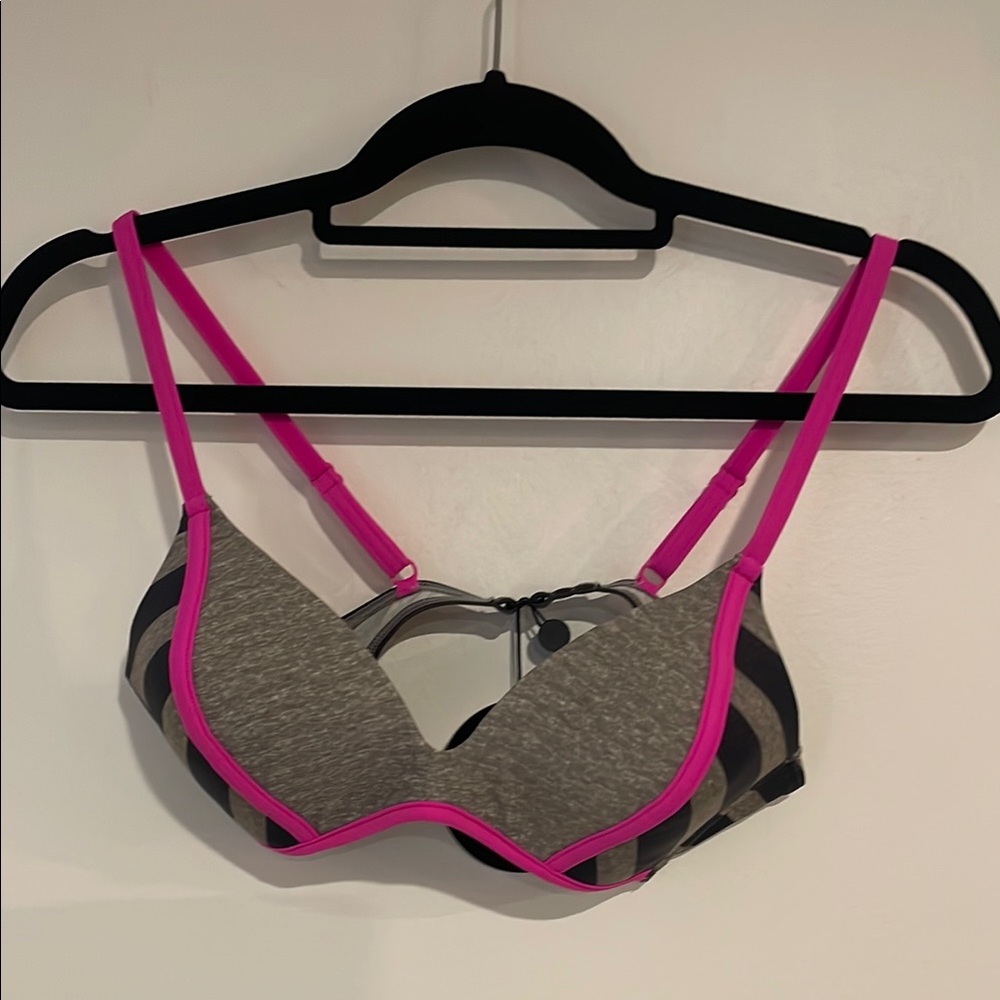 Neontide Gray Black and Pink Sporty Intimates Bra Sz Small